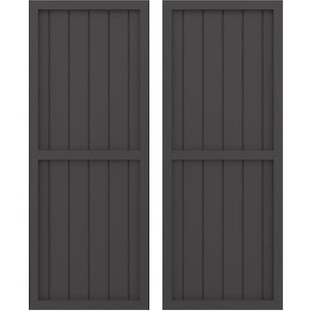 Americraft 6-Board Exterior Wood 2 Equal Panel Framed Board-n-Batten Shutters, ARW101BF621X68SMH